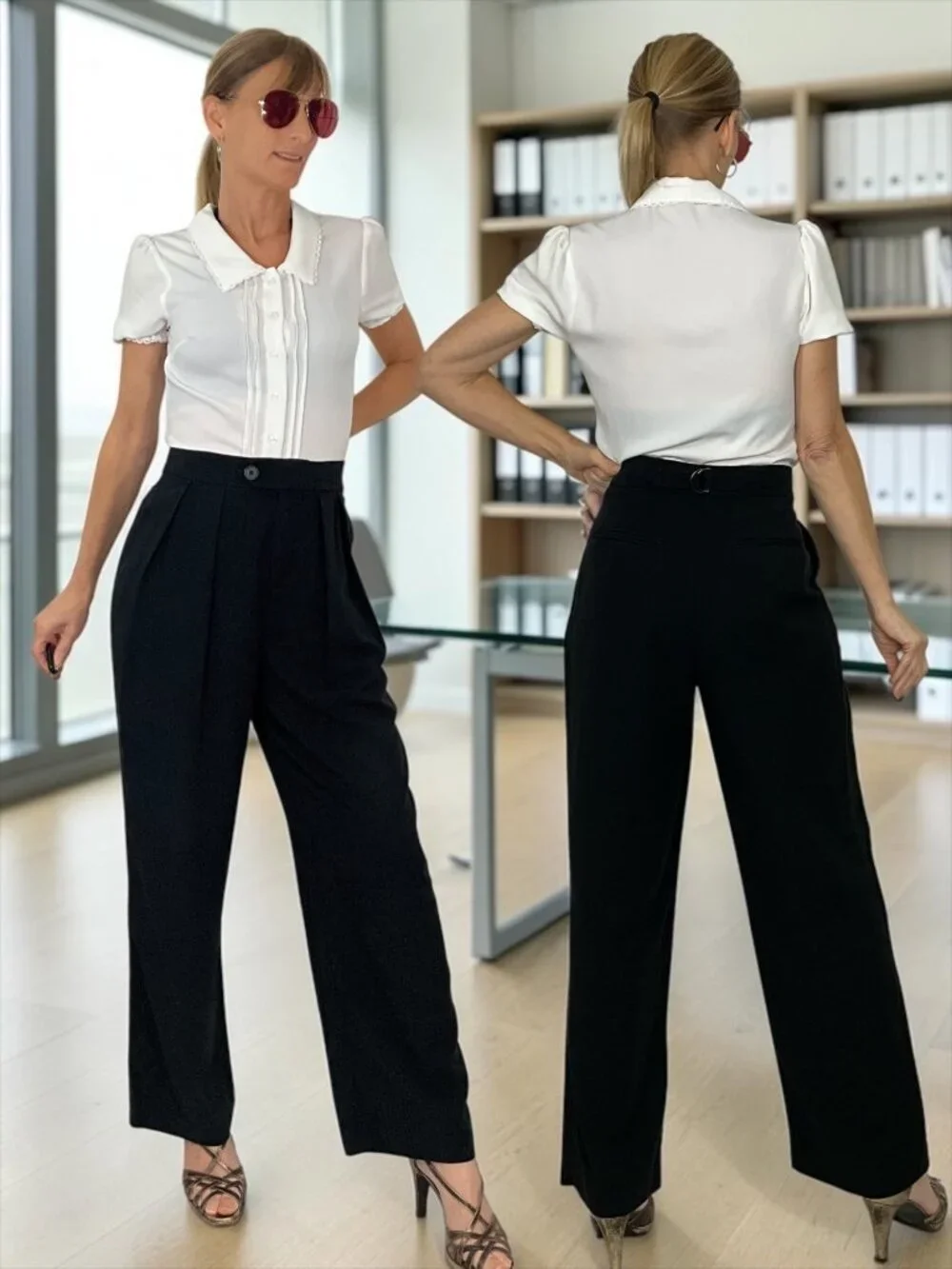 Free People Gabbie Pant 2 Black Pleated Front Wide Leg High Rise PANT ONLY